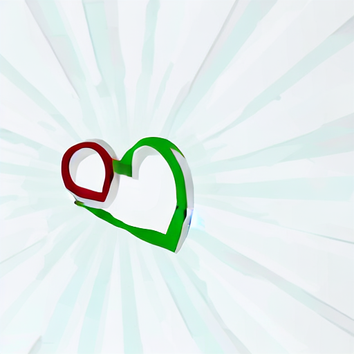 AI image generated of A red heart and a green triangle are drawn on a white background.