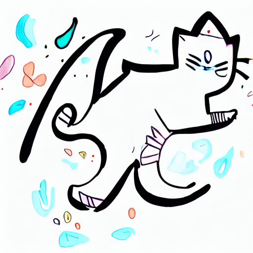 AI image generated of A drawing of a cat with a smile on its face.