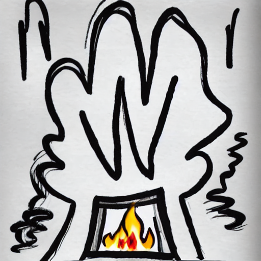AI image generated of A drawing of a fireplace with a polka dot shirt on it.