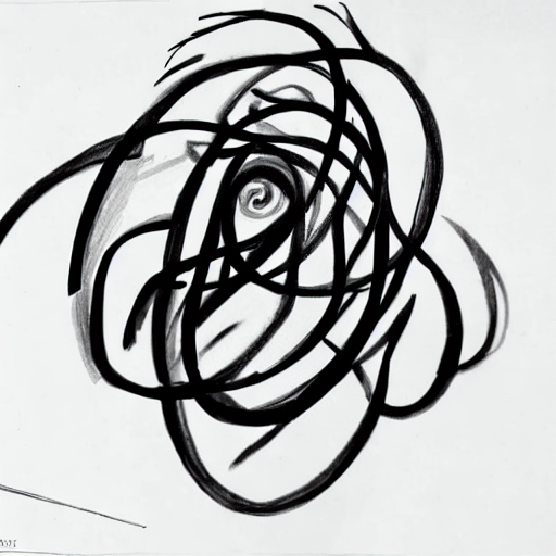 AI image generated of A black and white drawing of a spiral.