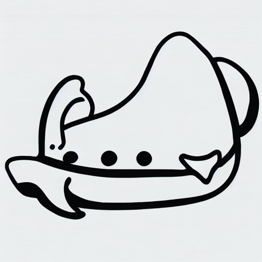 AI image generated of A black line drawing of a whale.