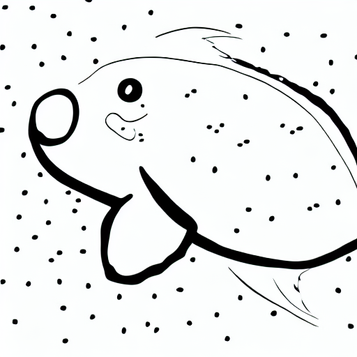 AI image generated of A black and white drawing of a fish with dots on it.