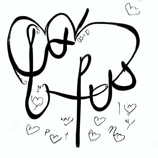 AI image generated of A drawing of a heart with the word "love" written in it.