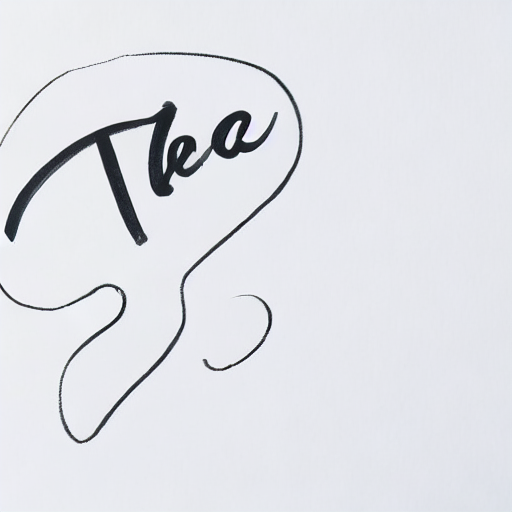 AI image generated of A handwritten letter T is on a white background.