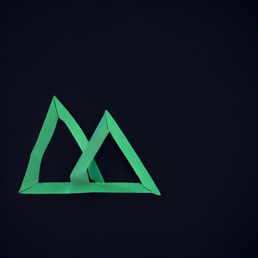 AI image generated of A green triangle with a green line through it.