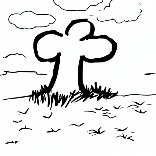 AI image generated of A black and white drawing of a tree.