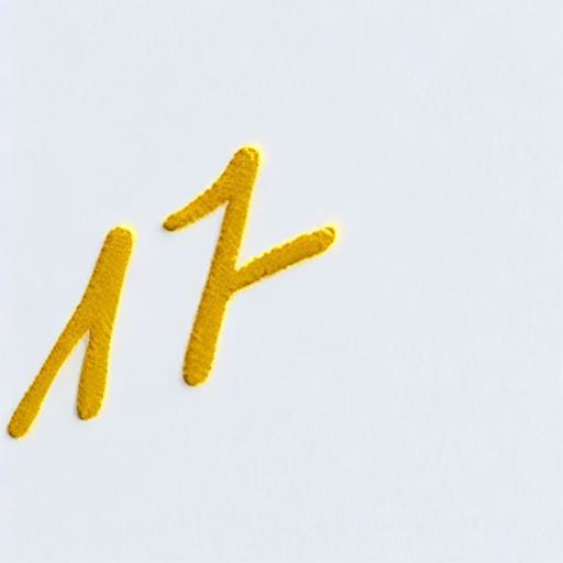 AI image generated of A yellow letter F is written on a white background.
