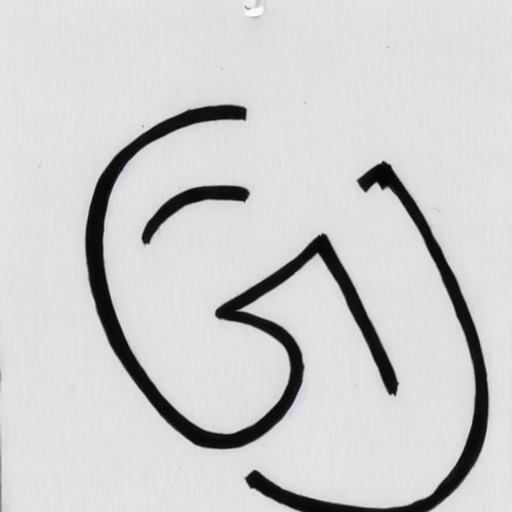 AI image generated of A black and white drawing of a letter G.