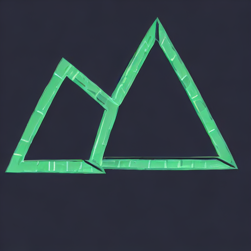 AI image generated of A green triangle with a green line through it.