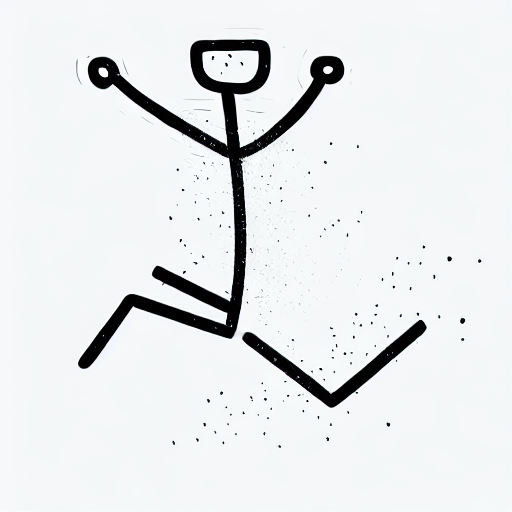 AI image generated of A black and white drawing of a person running.