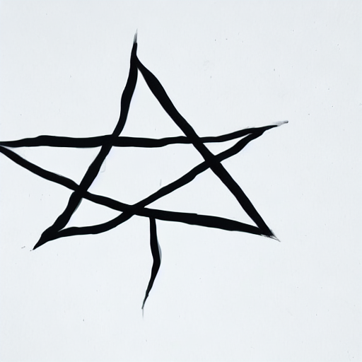 AI image generated of A black star drawn on a white background.