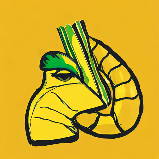 AI image generated of A yellow drawing of a banana with green stripes.