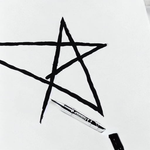 AI image generated of A black star drawn with a pen.