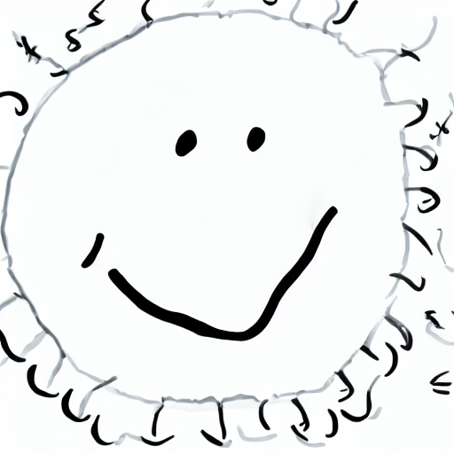 AI image generated of A black and white drawing of a smiling face.