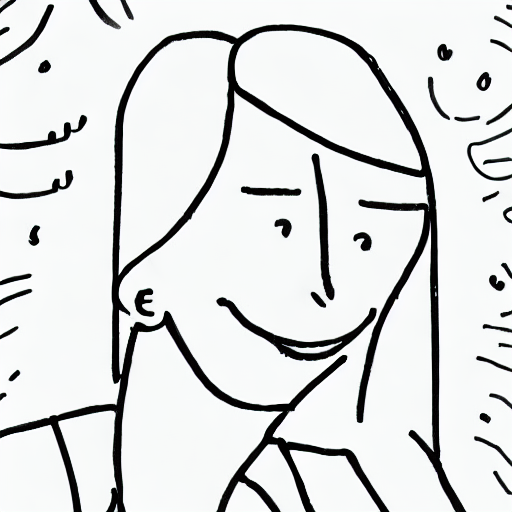 AI image generated of A drawing of a woman with a smile on her face.