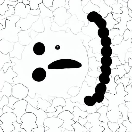 AI image generated of A black and white drawing of a smiley face.