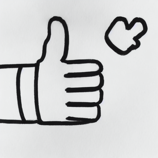 AI image generated of A black and white drawing of a thumbs up.