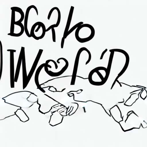 AI image generated of A black and white drawing of the word world.