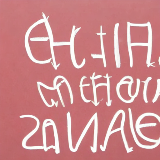 AI image generated of A drawing of a foreign language written in white on a pink background.
