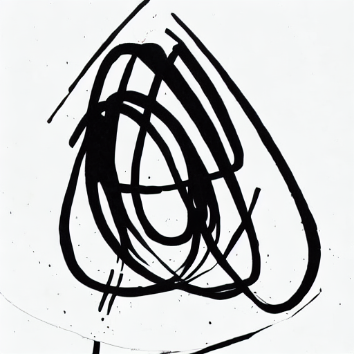 AI image generated of A black and white drawing of a circle with a bunch of lines coming out of it.