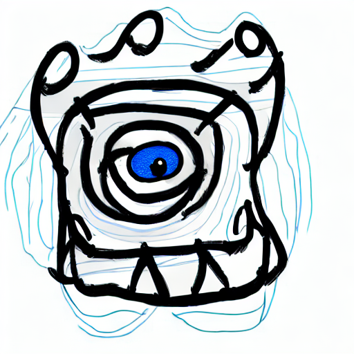 AI image generated of A drawing of a face with a mouth and two eyes.