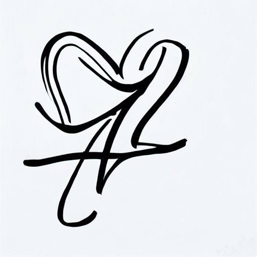 AI image generated of A black and white drawing of a letter A.