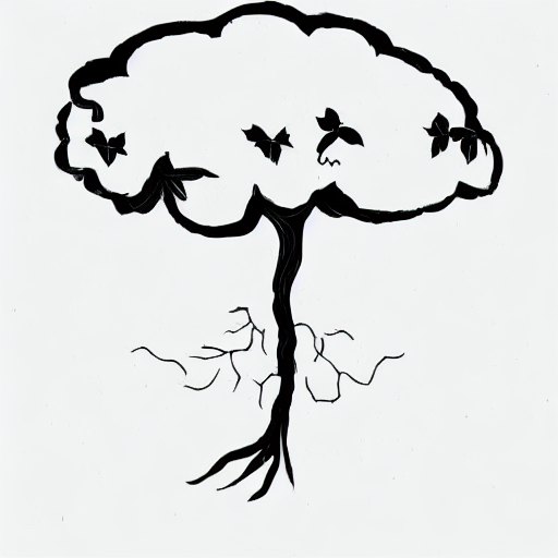 AI image generated of A tree is drawn with a black pen.
