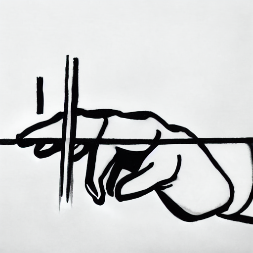 AI image generated of A black and white drawing of a person's hand.
