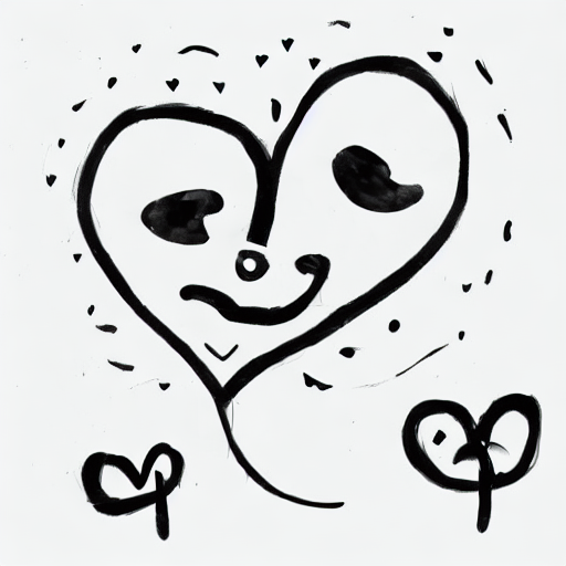 AI image generated of A heart with a smile drawn on it.