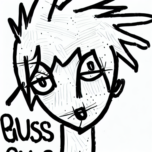 AI image generated of A drawing of a person with a black and white face and the word "hi guys" written below it.