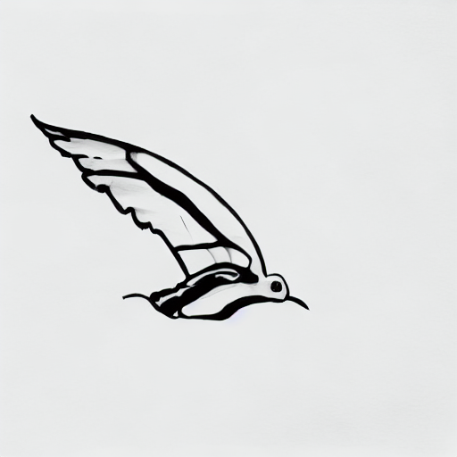 AI image generated of A black and white drawing of a wing.