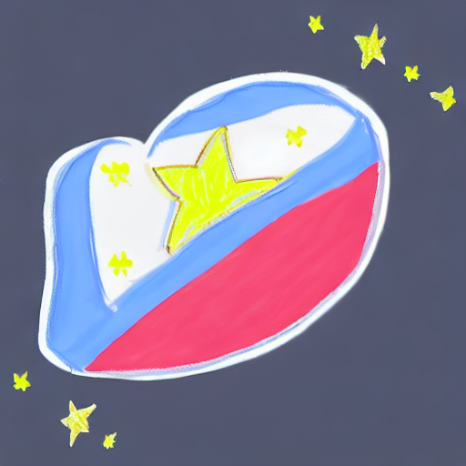 AI image generated of A blue and pink drawing of a heart with yellow stars.