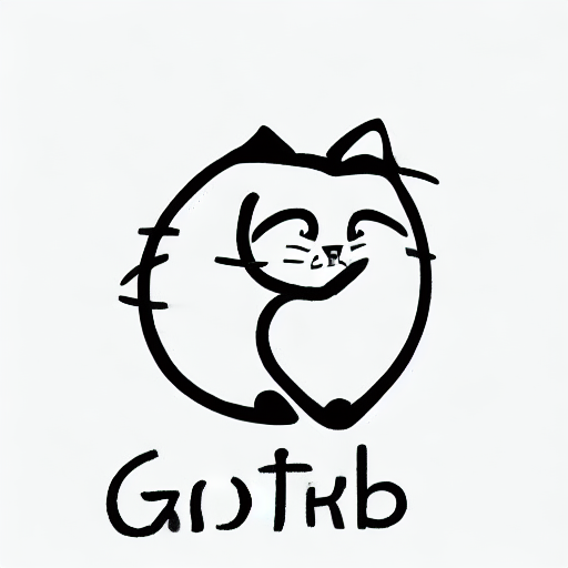 AI image generated of A cat is drawn with a black outline and the words "GitHub" written below it.