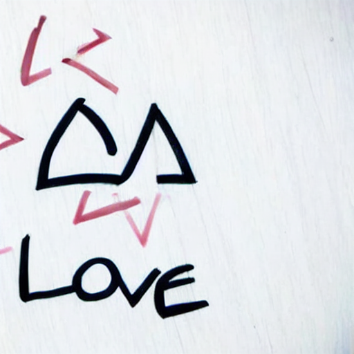 AI image generated of A triangle with the word love written in the middle.