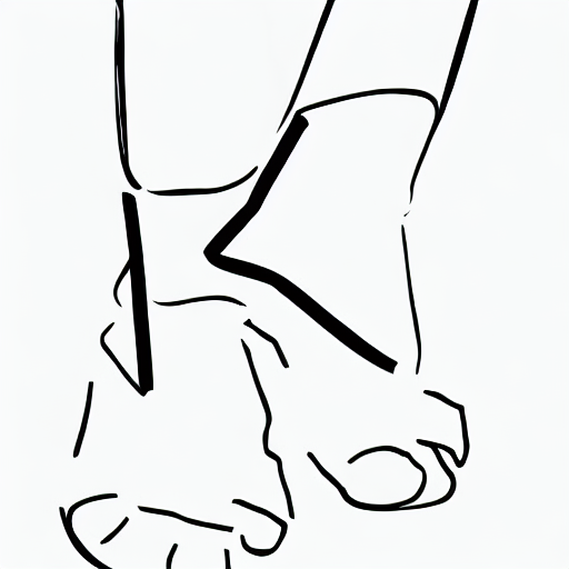 AI image generated of A black and white drawing of a person's legs.