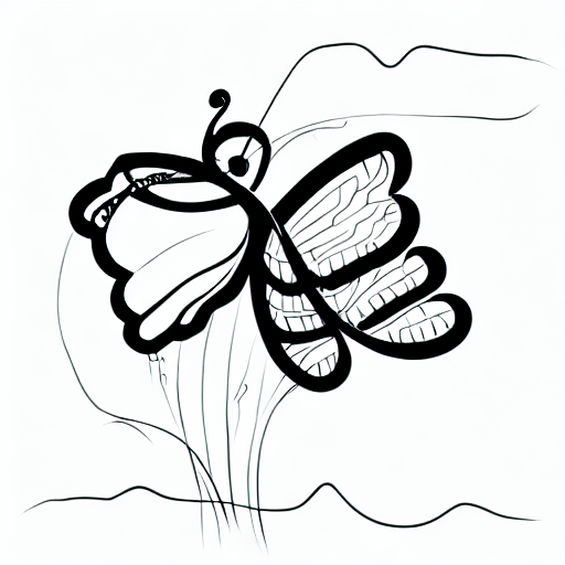 AI image generated of A black drawing of a butterfly with two wings.