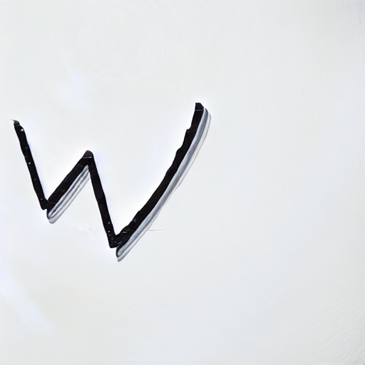 AI image generated of A black letter W is drawn on a white background.