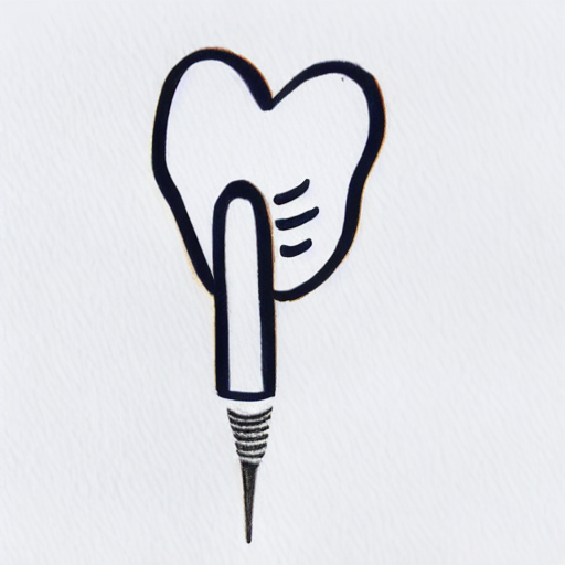AI image generated of A drawing of a heart with a toothbrush sticking out of it.