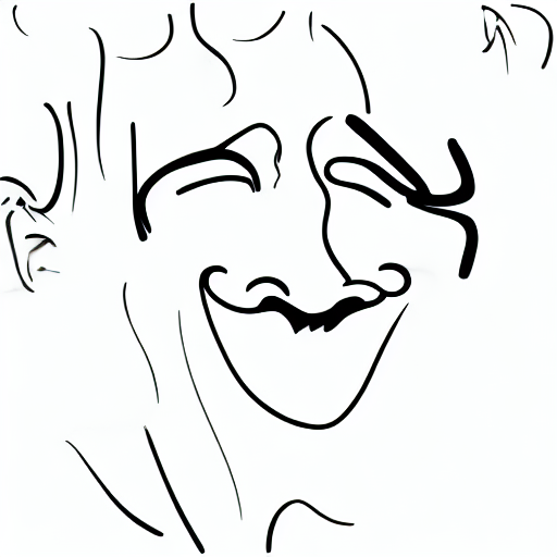 AI image generated of A drawing of a face with a curved line under the nose.