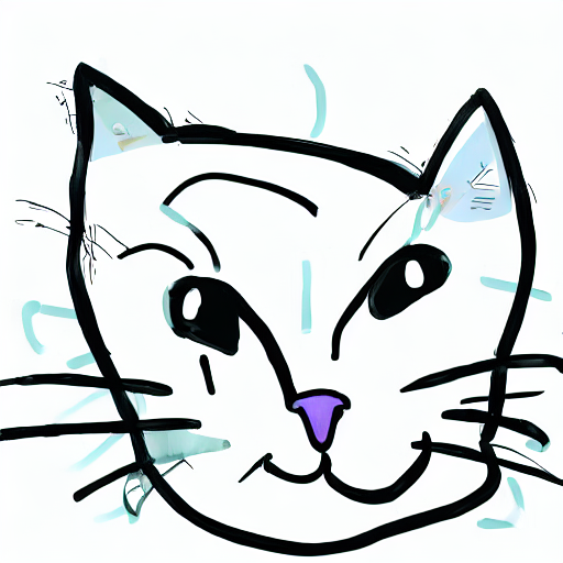 AI image generated of A black cat with a white face and whiskers.