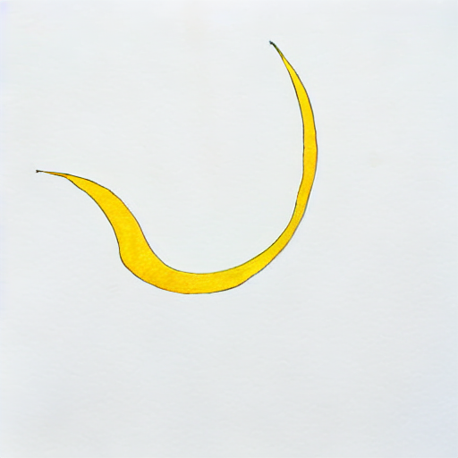 AI image generated of A yellow line drawing of a crescent moon.