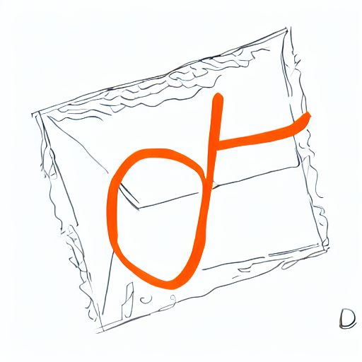 AI image generated of A drawing of a letter D in orange.