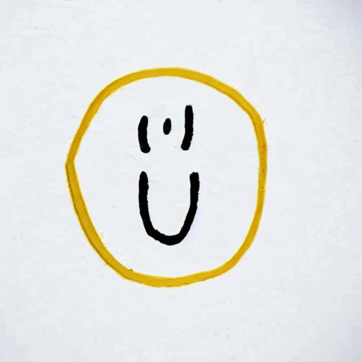 AI image generated of A yellow circle with a smiley face drawn on it.