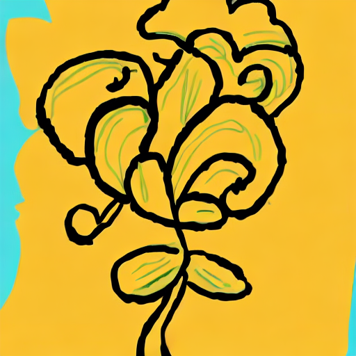 AI image generated of A drawing of a flower with a blue background.