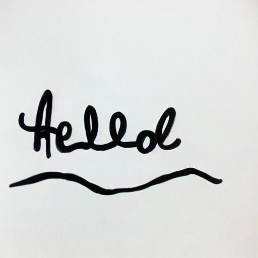 AI image generated of A black and white drawing of a wave with the word hello written on it.