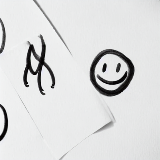 AI image generated of A smiley face drawn in black ink.