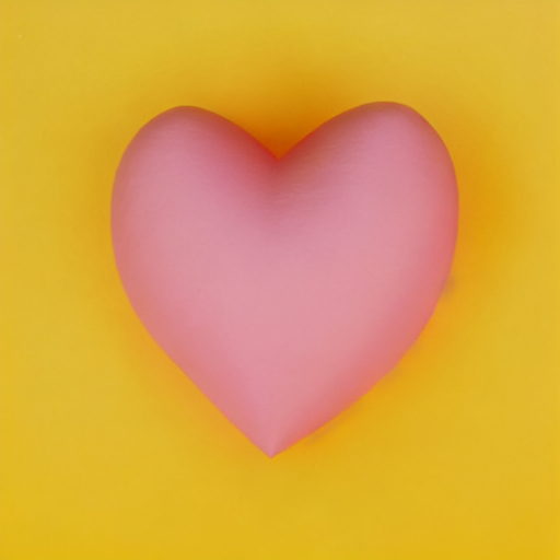 AI image generated of A pink heart with a yellow background.