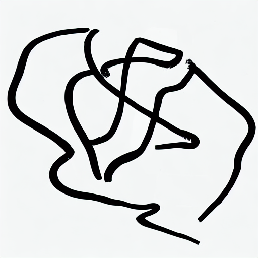 AI image generated of A black and white drawing of a curved line.