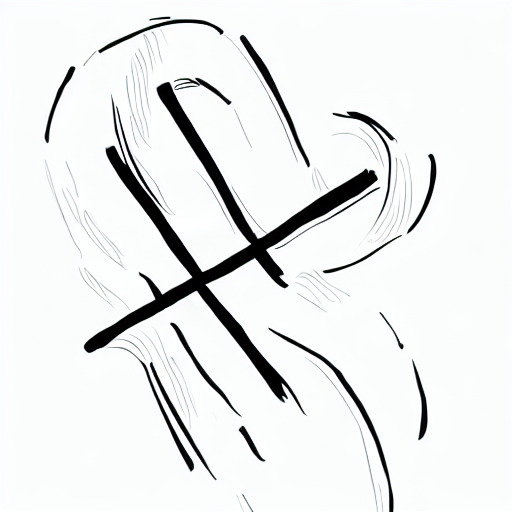 AI image generated of A black and white drawing of a cross.