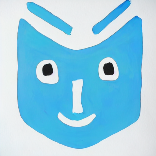 AI image generated of A blue drawing of a face with a smile.